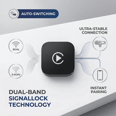 Wireless CarPlay adapter connected to car infotainment screen